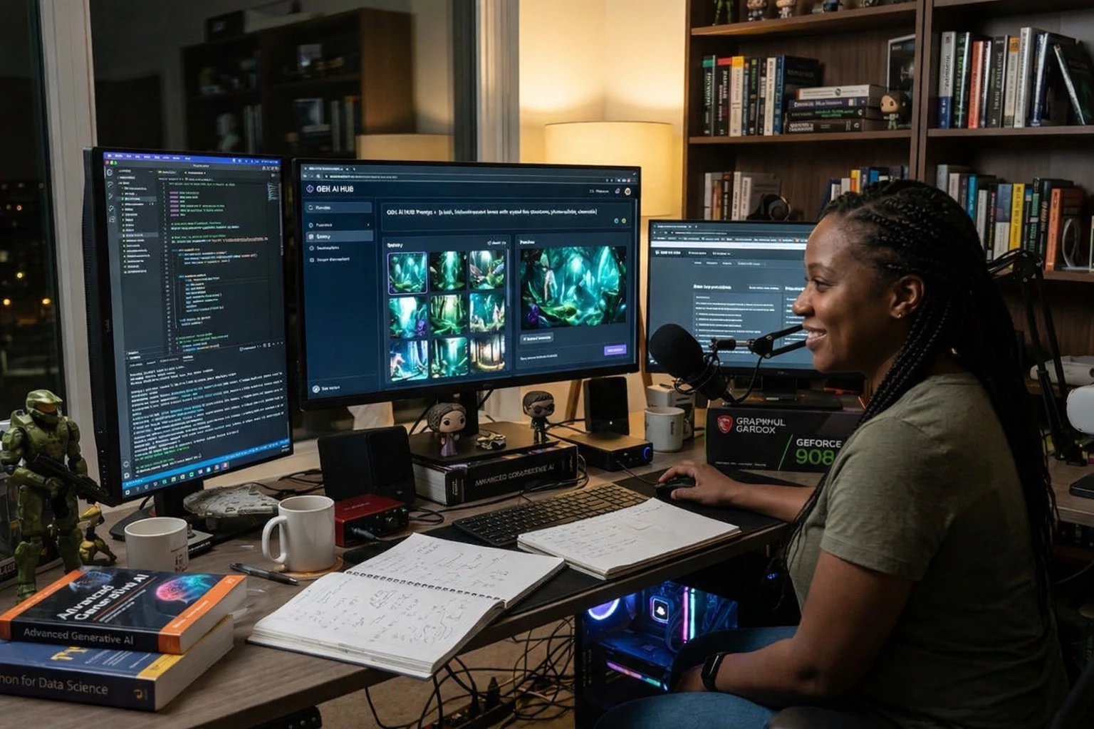 Jeune femme informaticienne fan de Metavers et d'Intelligence artificielle
