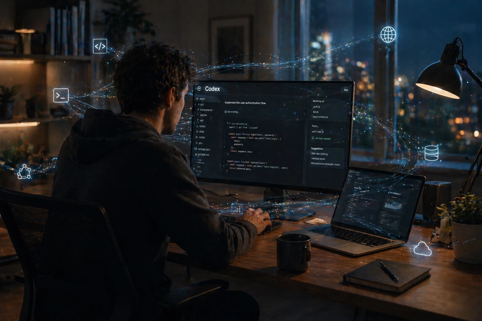 Image d'un développeur en train de développer son appli mobile avec Codex de Open AI