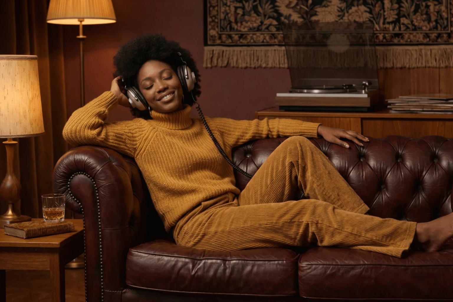 Femme écoutant de la musique