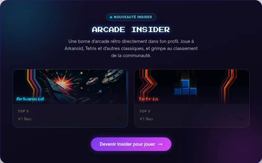 Insider passe au niveau supérieur : l&rsquo;Arcade rétro débarque sur Utopiaz 🕹️