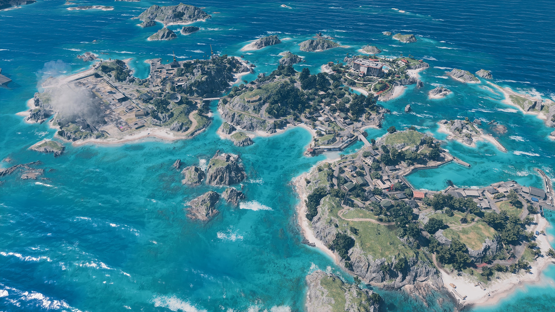 Vue panoramique de l'archipel de Tsuru Reef dans Battlefield 6 Saison 4