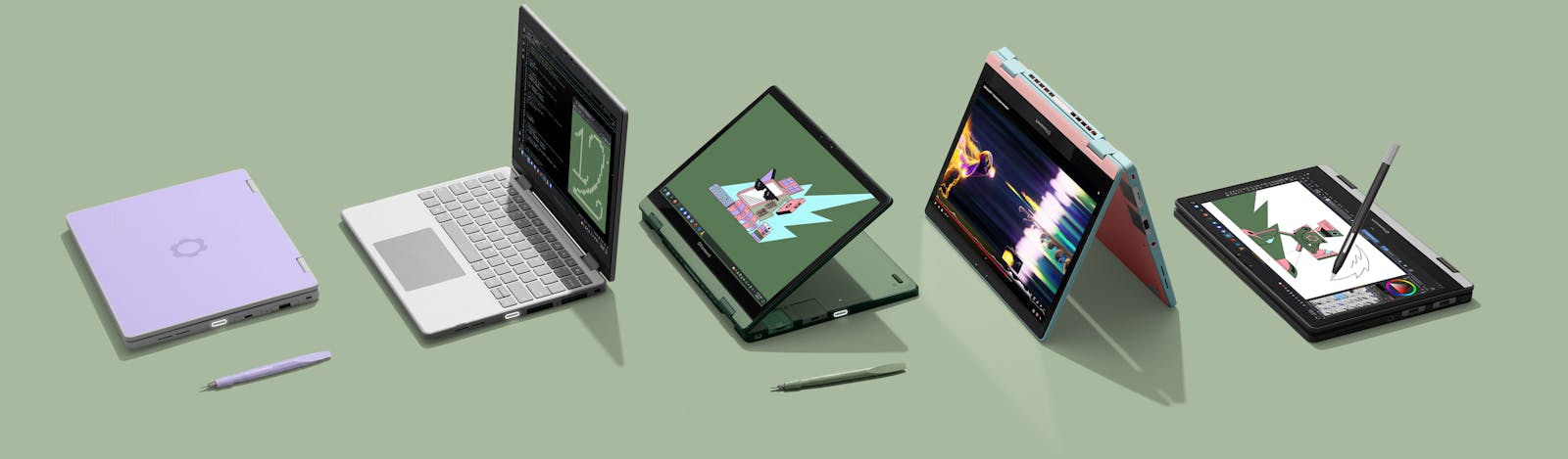 Framework Laptop 12 dans cinq coloris, du format ouvert au mode tablette